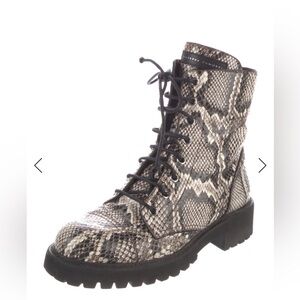 🤎💯 AUTH GIUSEPPE ZANOTTI SNAKESKIN ANIMAL PRINT COMBAT LACEUP BOOTS 38 🤎